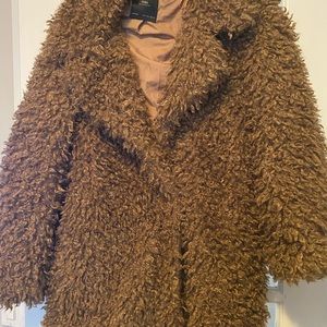 Zara brown teddy winter coat *NEW*